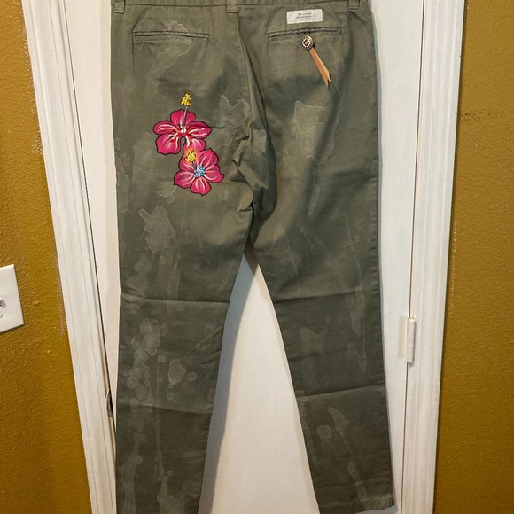 The Editor women's size 48 IT painted flower no-stretch trouser pant 31x33 32x34 - Picture 2 of 7